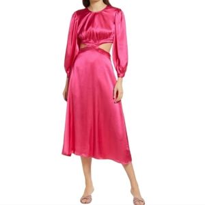Rahi Cierra Cut Out Midi Dress in Fuchsia Size Medium